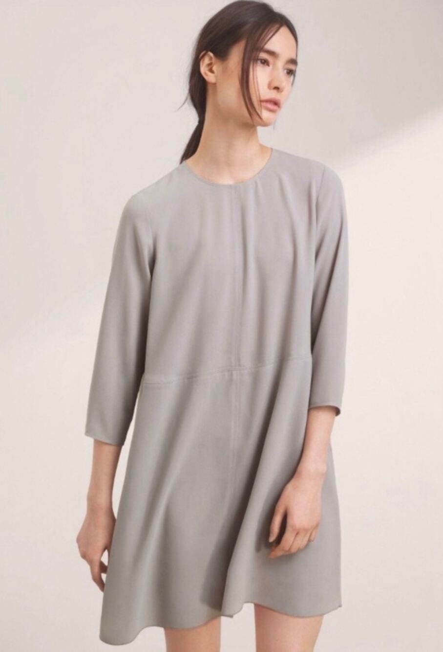 Wilfred Myosotis Shirt Dress XS Shark Dress 3/4 Sleeve Minimalist With Pockets